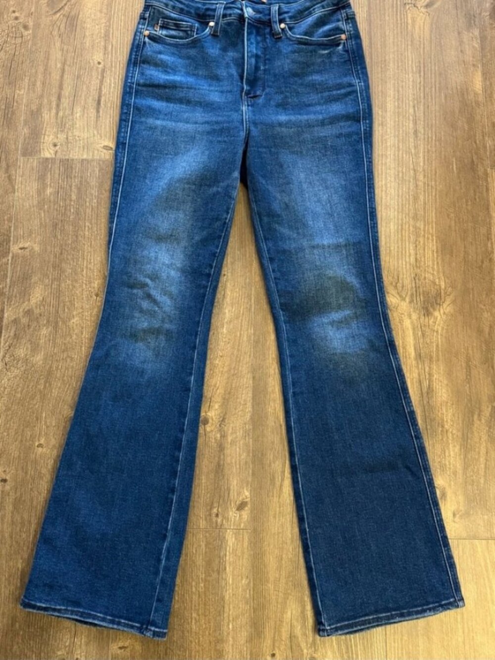 Flare Jeans Dark Wash High Rise Stretch Denim Womens